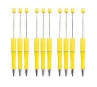 Ronyme 10Pcs Beadable Pens, Assorted Bead Pens for DIY Gift with Shaft Black Ink, Yellow