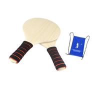 Ronyme 2 Pieces Beach Game Wood Racket with Pouch Multifunctional Soft Foam Grip for 3 Years Old and up Accessory 32.5x18cm