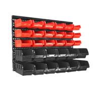 Ronyme 30 Bin Storage Bins with Pegboard Compartments Parts Holder Container Parts Rack for Hardware Garage Workshop, Red Black