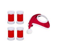 Ronyme 4Pcs Equestrian Leg Wraps Horse Holiday Headgear Santa Hat Fly Boots for Festive Events, 35cmx43cm