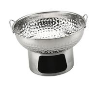 Ronyme 7 inch Thai Steamboat Pot with Handles Sturdy for Beef Brisket Multipurpose Hammered Texture Portable, Silvery