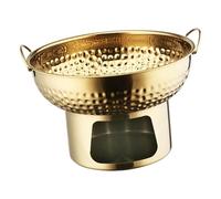 Ronyme 7 inch Thai Steamboat Pot with Handles Sturdy for Beef Brisket Multipurpose Hammered Texture Portable, Golden