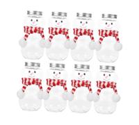 Ronyme 8Pcs Christmas Snowman Bottles Candy Containers, Clear Plastic Juice Bottle, Milk Bottle, Chocolates Candy Jars Santa Claus Ornaments, Empty 500ml for Party Favors Beverage Container