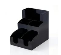 Ronyme Acrylic Organizer Countertop Holder Dispenser With Four Compartments Acrylic Body Open Top Rounded Corners Compact Design suitable for, Black, Three-layer Six-grid Cup Holder