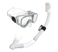 Ronyme Adult Diving Snorkel Set Gear Kit s Snorkel Facepiece Lens With Silicone Material Flexible Breathing Tube Adjustable Strap suitable for snorkeling, Transparent White, M2510 Silicone + S32