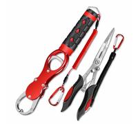 Ronyme Angling Pliers Fishing Pliers Fish Gripper Split Pliers Long Nose Tool With Scale Aluminum Alloy Frame And suitable for surf bank and travel, Red