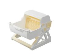 Ronyme Automatic Unit Tray With Tilted Sifting Panel Hooded Covered Top Semi Enclosed Design PP Material Suitable for home use apartment owners, White Yellow