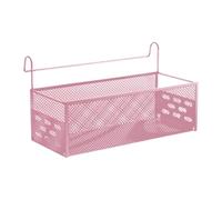 Ronyme Bedside Hanging Storage Basket Rack Portable Metal Multipurpose Large Bedside Shelf Container for Bedroom Bed Rails Office, Pink