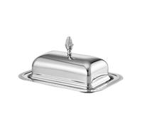 Ronyme Butter Dish Plate Stainless Container Tray with Lid and Knob Rust Resistant Modern Finish Secure Shallow Dish Design Suitable for Kitchen use Dining Table Family Meals Special Occasions
