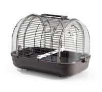 Ronyme Cage Portable Carrier Cage Crate Kennel With Transparent Dome And Top Handle Frame With Perch Food Box And Water Dispenser suitable for car trips pet hospital visits, Coffee