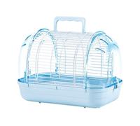 Ronyme Cage Portable Carrier Cage Crate Kennel With Transparent Dome And Top Handle Frame With Perch Food Box And Water Dispenser suitable for car trips pet hospital visits, Ice Blue