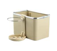 Ronyme Car Armrest Storage Box Car Center Organizer with Cup Holder Auto Interior Accessories, Versatile Tissue Holder, Beige