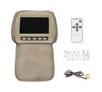 Ronyme Car Headrest Automotive Pillow Display with 7 inch Screen DC12V Multilingual Menu Portable Car Pillow, Khaki