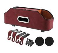Ronyme Car Headrest Back Seat Hanging Box with 2 Coasters Cup Tissues Storage Tear Resistant 34.8x12x9.3cm Stylish and Two Types of Hooks Versatile, Red