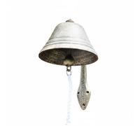 Ronyme Cast Traditional Wall Bell Rustic Entry Chime Metal Antique Finish Hand Operated Clear Sound suitable for house entryways garden sheds cafe doors warm decor gift giving, Bell Large