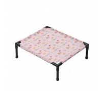 Ronyme Cat Bed Raised Elevated Cot Breathable Rest Surface Sturdy PVC Frame Lightweight Portable Design Suitable for Small Pets Indoor Outdoor Camping Travel, Large, Pink Rabbit