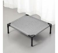 Ronyme Cat Bed Raised Elevated Cot Breathable Rest Surface Sturdy PVC Frame Lightweight Portable Design Suitable for Small Pets Indoor Outdoor Camping Travel, Large, Linen Gray