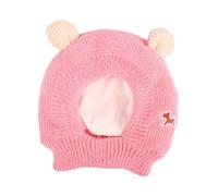 Ronyme Cat Costume Hat Head Wrap Knitted Adorable Windproof Warm Party Cap for Dogs Small Animals Medium to Large Cats Puppy Kitten, Pink