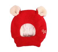 Ronyme Cat Costume Hat Head Wrap Knitted Adorable Windproof Warm Party Cap for Dogs Small Animals Medium to Large Cats Puppy Kitten, Red