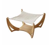 Ronyme Cat Hammock Bed Elevated Pet Lounger Wooden Frame Cat Bed Raised Resting Curved Support Breathable Woven Surface Ventilated Sleep Area Suitable for indoor use modern 50cm50cm29cm