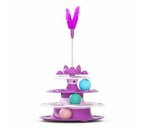 Ronyme Cat Interactive Track Toy Cat Activity With Layered Ball Tracks And Feather Attachment For Chasing Batting And, color to 4, 360° Rotating Cat Turntable With Goose Feather Teaser Stick