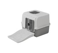 Ronyme Cat Litter Box Cat Box Large Opening Design Easy Cleaning Efficient Multi Purpose Modern Space Saving Cats Toilet with Lid, Gray