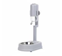 Ronyme Ceramic Feeder Cat Water Dispenser Hanging Pet Waterer Raised Pet Water Bowl Drinking Station With Angled Outlet Ceramic Pieces Suitable for indoor, Milo Gray, Stainless Steel Bowl