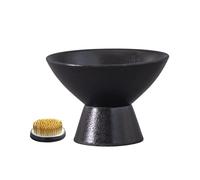 Ronyme Ceramic Flowerpot Decorative Footed Bowl, Simple Flower Arrangement Container for Home Decor, 4.9x4.3x3.5 Inch Black Planter Ornament for Living Room Study Cafe Yard, Floral Art Supplies Gift