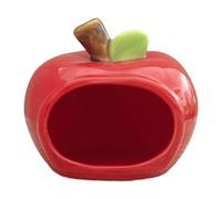 Ronyme Ceramic Hamster House, Food Feeding Bowl, Fruit Shaped Cute Hamster Hideout Nest for Dwarf Squirrels Chipmunk, Red