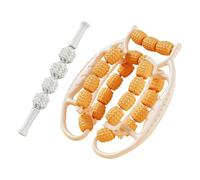 Ronyme Circular Leg Clamp Massage Roller Ergonomic 360 Degree Massager Tool Hand Held Muscle Roller for Yoga Traveling Leg Gym Home (Orange, 23 Wheels+4 Wheels)