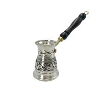 Ronyme Coffee Copper Turkish Coffee Pot Handmade Traditional Coffee Maker Pot Tin Lined Interior With Wooden Handle suitable for home use coffee lovers small gatherings, Silver, 170ML