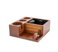 Ronyme Coffee Grounds Container Espresso Organizer Walnut Structure With Silicone Knock Area And Removable Inner Bin For suitable for stations coffee office break rooms , Universal