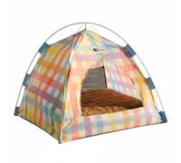 Ronyme Cooling Cat Shelter Indoor Cat Tent Enclosed Pet House Mesh Mat Breathable Stable Covered Structure Suitable for Cat Lounging, L 53x53x45CM, Dopamine Color Tent With Cooling Mat