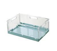 Ronyme Countertop Organizer Foldable Storage Basket Flatware Organizer Multifunctional Stackable Crate Transparent Box for Bedroom, Blue M