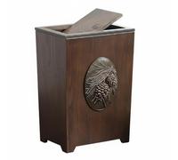 Ronyme Covered Waste Bin Wooden Trash Can With Lid Swing Top Waste Container Waterproof Inner Pail Removable Bucket Suitable For Kitchen, style to 1