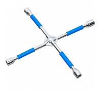Ronyme Cross-Shaped Tire Lug Wrench Non-Slip 14-Inch Four-Way Lug Wrench Heat Treated Spanner for Roadside Emergency Repairs, Home Garage, Blue