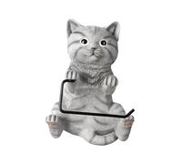 Ronyme Cute Cat Toilet Paper Roll Holder, Resin Cat Statue Funny Toilet Tissue Holder, Bathroom Storage Decor Dispenser for Hotel, Grey
