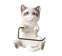 Ronyme Cute Cat Toilet Paper Roll Holder, Resin Cat Statue Funny Toilet Tissue Holder, Bathroom Storage Decor Dispenser for Hotel, White