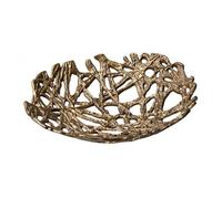 Ronyme Decorative Tray Home Decor Object Metal Fruit Display Airy Silhouette Tabletop Bowl Suitable for Gift Giving Home Decoration Entryway Table Kitchen Counter, Bronze Gold, Large