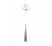 Ronyme Egg Beater Semi Automatic Hand Mixer Whisk Kitchen Tool Stainless Steel Push Down Rotation Mechanical Spring Comfortable Handle Suitable for Beating, Silver, S