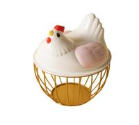 Ronyme Egg Storage Basket Chicken Eggs Basket with Lid Rustic Round Cute Container Fresh Egg Holder, for Pantry Kitchen Countertop, Pink Lid