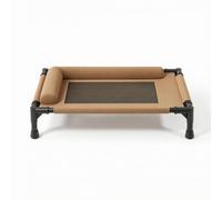Ronyme Elevated Resting Elevated Pet Bed Dog Cot Raised Puppy Lounger With Mesh And Soft Side Bolsters Water Resistant And Suitable for indoor lounging crate use travel, 66 45cm, L-pillow Brown