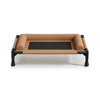 Ronyme Elevated Resting Elevated Pet Bed Dog Cot Raised Puppy Lounger With Mesh And Soft Side Bolsters Water Resistant And Suitable for indoor lounging crate use travel, 66 45cm, U-pillow Brown
