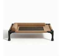 Ronyme Elevated Resting Elevated Pet Bed Dog Cot Raised Puppy Lounger With Mesh And Soft Side Bolsters Water Resistant And Suitable for indoor lounging crate use travel, 83 63cm, L-pillow Brown
