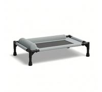 Ronyme Elevated Resting Elevated Pet Bed Dog Cot Raised Puppy Lounger With Mesh And Soft Side Bolsters Water Resistant And Suitable for indoor lounging crate use travel, 66 45cm, L-pillow Gray