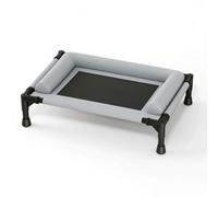 Ronyme Elevated Resting Elevated Pet Bed Dog Cot Raised Puppy Lounger With Mesh And Soft Side Bolsters Water Resistant And Suitable for indoor lounging crate use travel, 83 63cm, U-pillow Gray