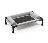Ronyme Elevated Resting Elevated Pet Bed Dog Cot Raised Puppy Lounger With Mesh And Soft Side Bolsters Water Resistant And Suitable for indoor lounging crate use travel, 66 45cm, U-pillow Gray
