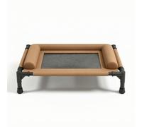 Ronyme Elevated Resting Elevated Pet Bed Dog Cot Raised Puppy Lounger With Mesh And Soft Side Bolsters Water Resistant And Suitable for indoor lounging crate use travel, 83 63cm, U-pillow Brown