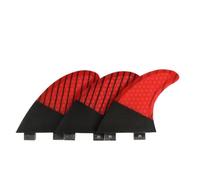 Ronyme Fins Double Tab Entry Composite Honeycomb Fiberglass Carbon Panel Curved Swept Back Geometry Strong Hold Fluid Turns, Red, size to 2