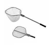 Ronyme Fishing Landing Net Aluminum Alloy Foldable Telescopic Push-Button Ergonomic Handle Anti-Snag Mesh Portable Net for Catching Fish Outdoor Stream Pier, White